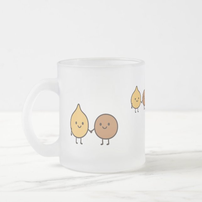 Funny Vegan Design with 2 Cute Beans Frosted Glass Coffee Mug (Left)