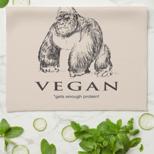 Funny vegan gorilla protein kitchen towel