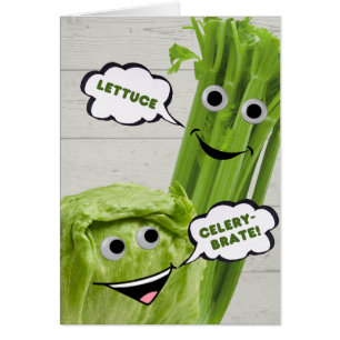 Funny Vegetable Birthday Lettuce Celery-brate Cards