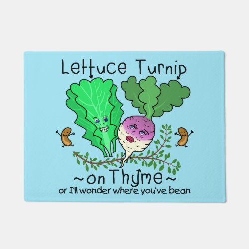 Funny Vegetable Cartoon Pun Lettuce Turnip Thyme Doormat