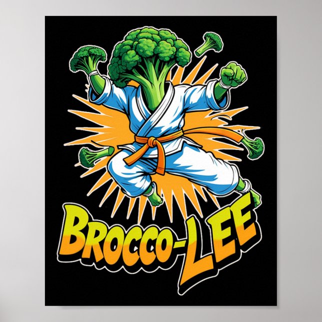 Funny Vegetable Design Brocco Lee In Karate Action Poster (Front)