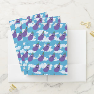 Funny Vegetable Eggplant Caricature Food Humor Pocket Folder