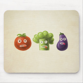 Funny Vegetables: Broccoli Tomato Eggplant Mouse Pad