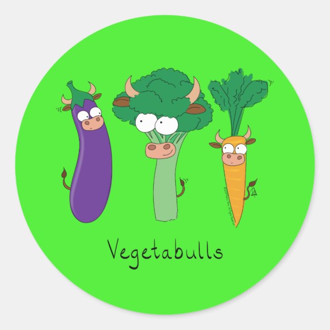 Funny Vegetables Cute Cartoon Kids Classic Round Sticker (Front)