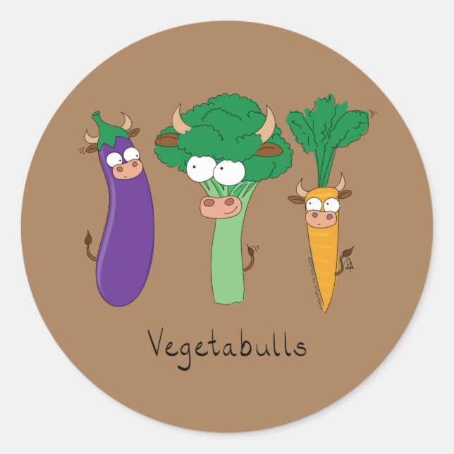 Funny Vegetables Cute Cartoon Kids Classic Round Sticker (Front)