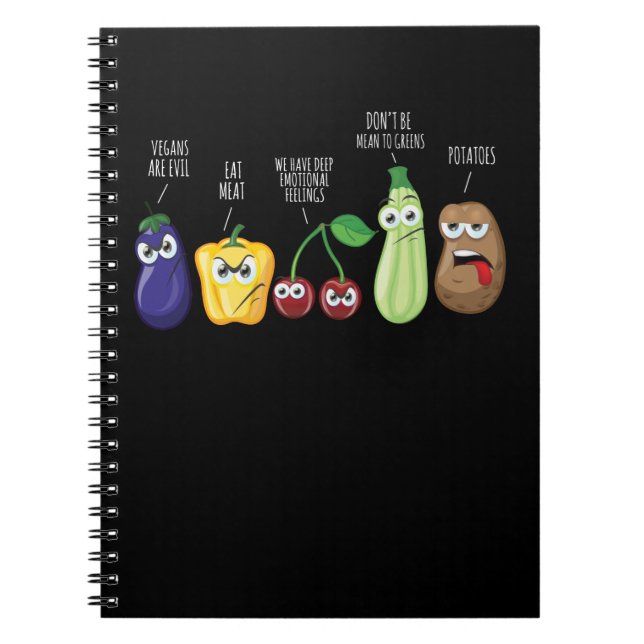 Funny Vegetables Humor Vegan Sarcastic Quote Notebook (Front)
