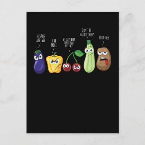 Funny Vegetables Humor Vegan Sarcastic Quote Postcard
