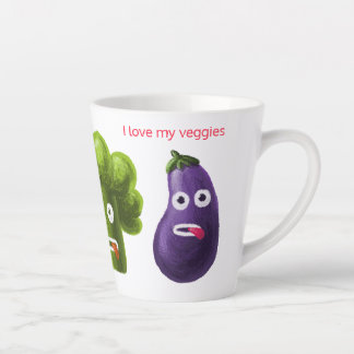 Funny Vegetables Love - Broccoli Tomato Eggplant Latte Mug