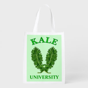 Funny Vegetarian or Vegan Kale University Green Grocery Bag