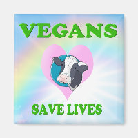 Funny Vegetarian / Vegans Save Lives Magnet
