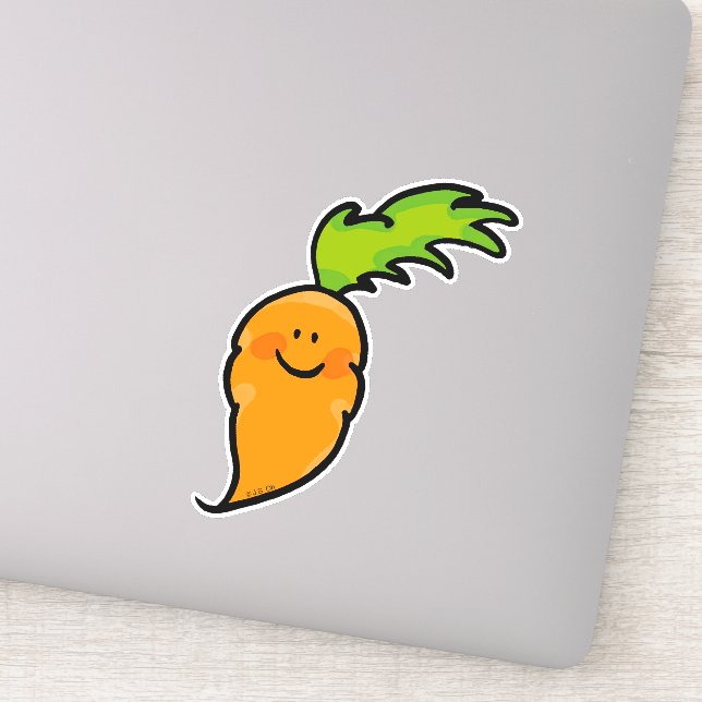 funny veggie carrot cartoon sticker (Detail)