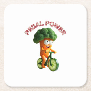 Funny Veggie Rider  Square Paper Coaster