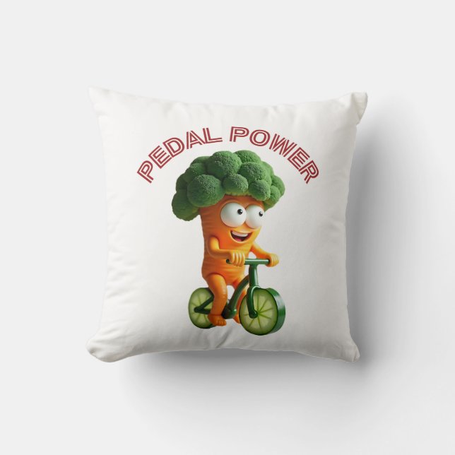  Funny Veggie Rider Throw Pillow (Front)