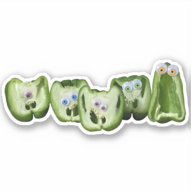 Funny Veggies Googly Eye Peppers Food Humor Sticker (Front)