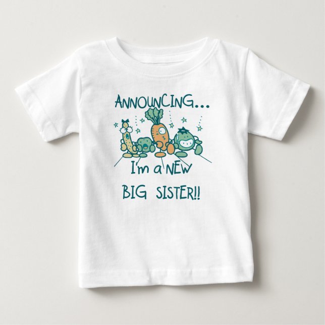 Funny Veggies New Big Sister Baby T-Shirt (Front)