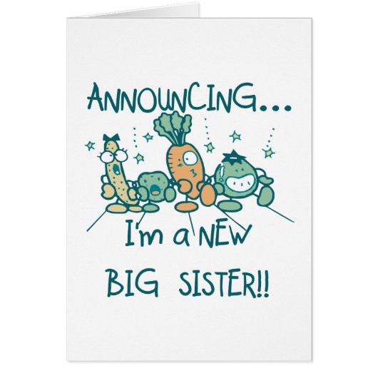 Funny Veggies New Big Sister Cards (Front)