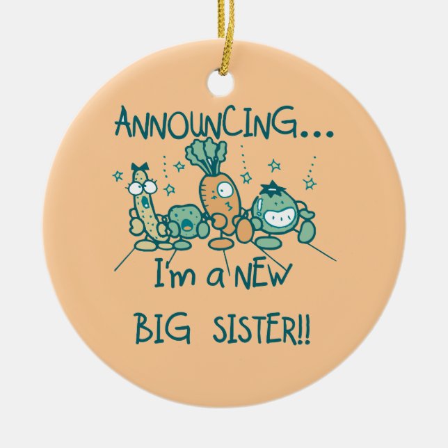Funny Veggies New Big Sister Ceramic Ornament (Front)