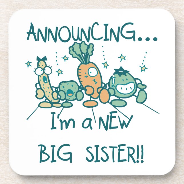 Funny Veggies New Big Sister Drink Coaster (Front)