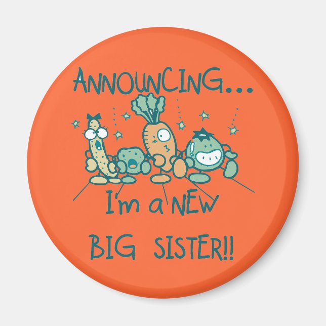 Funny Veggies New Big Sister Magnet (Front)