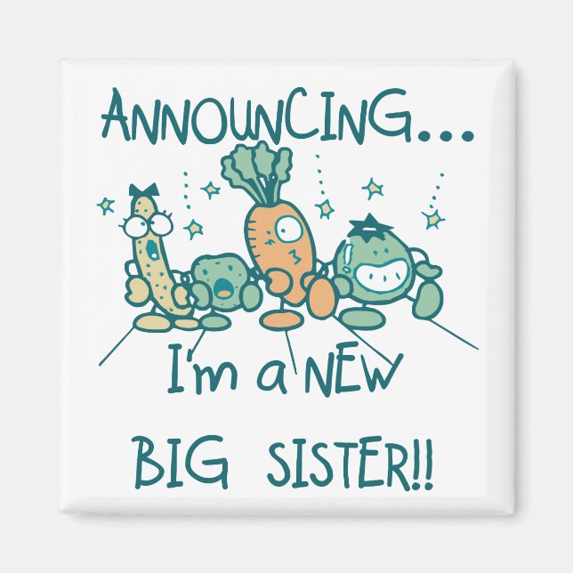 Funny Veggies New Big Sister Magnet (Front)