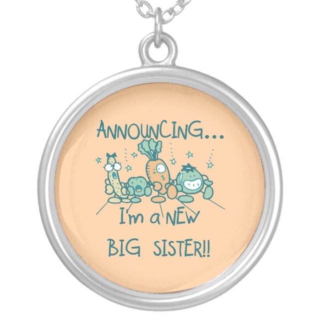 Funny Veggies New Big Sister Silver Plated Necklace (Front)