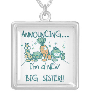 Funny Veggies New Big Sister Silver Plated Necklace