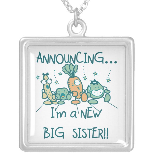 Funny Veggies New Big Sister Silver Plated Necklace (Front)
