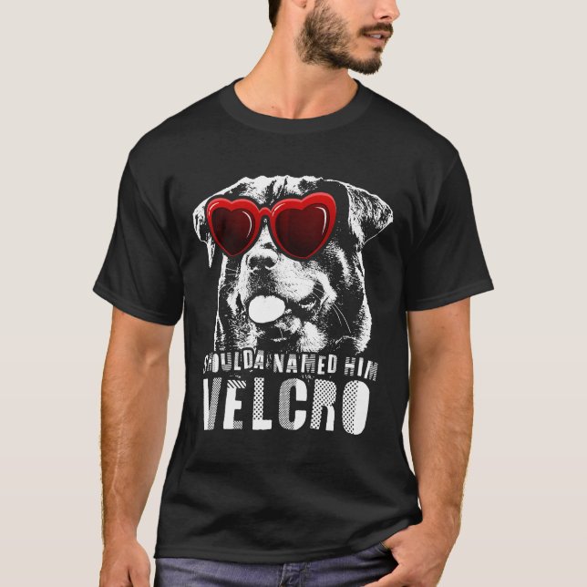 Funny Velcro Rottweiler Dog Gift T-Shirt (Front)