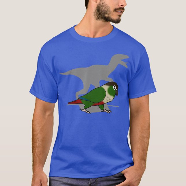 Funny Velociraptor Green Cheeked Conure Birb T-Shirt (Front)