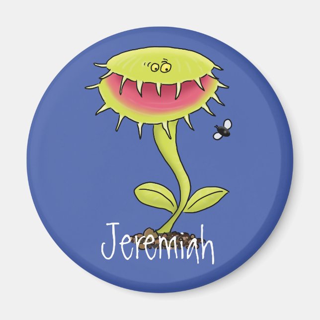 Funny Venus fly trap cartoon illustration Magnet (Front)