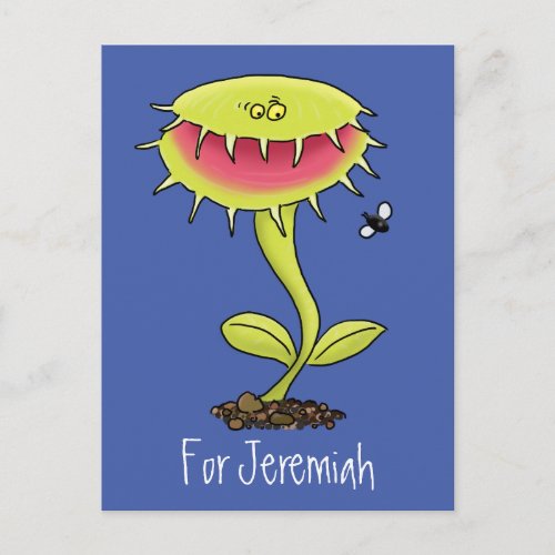 Funny Venus fly trap cartoon illustration Postcard