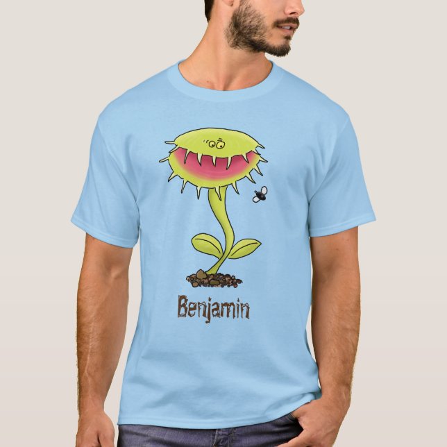Funny Venus fly trap cartoon illustration T-Shirt (Front)