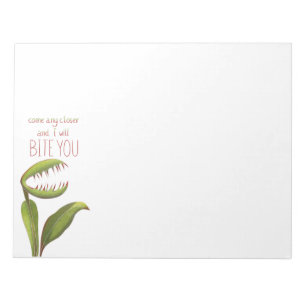 Funny Venus Flytrap with Warning Message Notepad