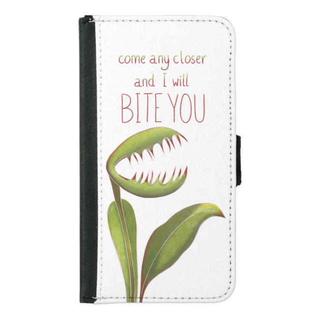 Funny Venus Flytrap with Warning Message Samsung Galaxy Wallet Case (Front)