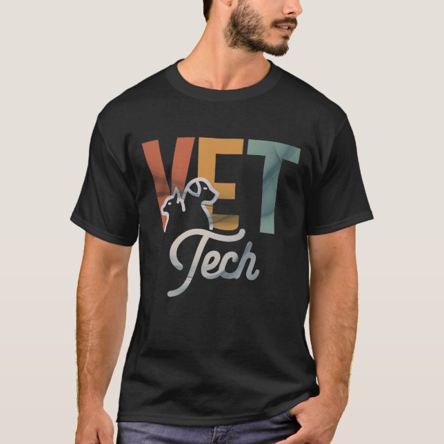 Funny Vet Tech Art Men Women Veterinarian T-Shirt (Front)