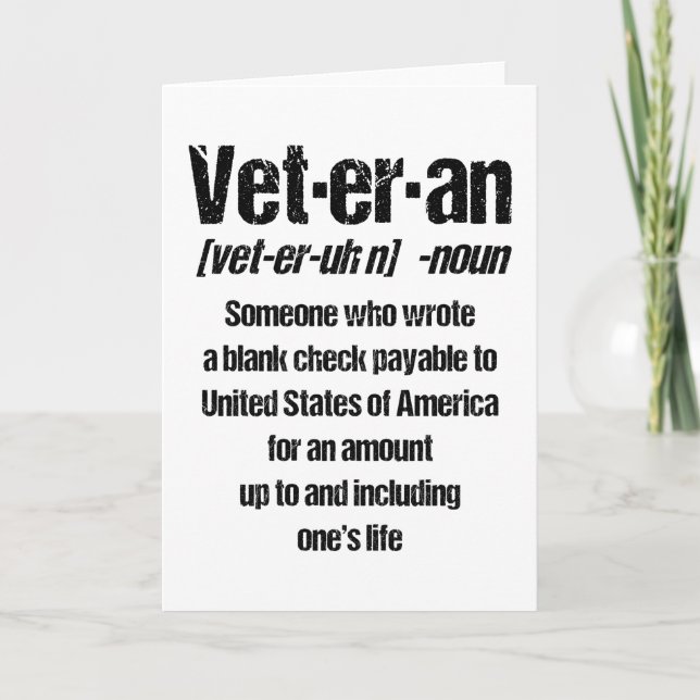 FUNNY VETERAN American Veteran Gift Veterans Day Card (Front)