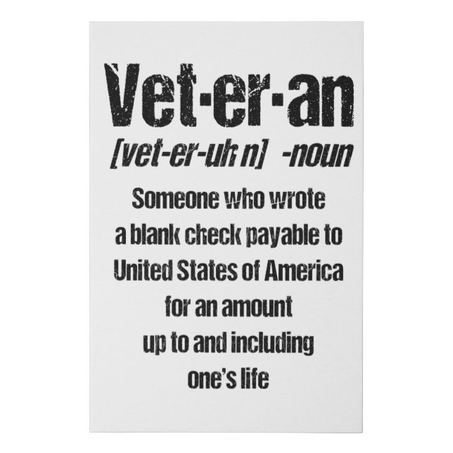 FUNNY VETERAN American Veteran Gift Veterans Day Faux Canvas Print (Front)