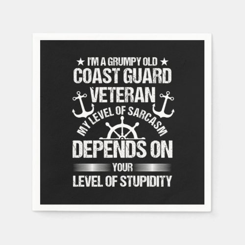 Funny Veterans Day Grumpy Old Coast Guard Independ Napkins