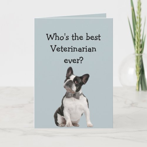 Funny Veterinarian Thank You Wishes Boston Terrier Card