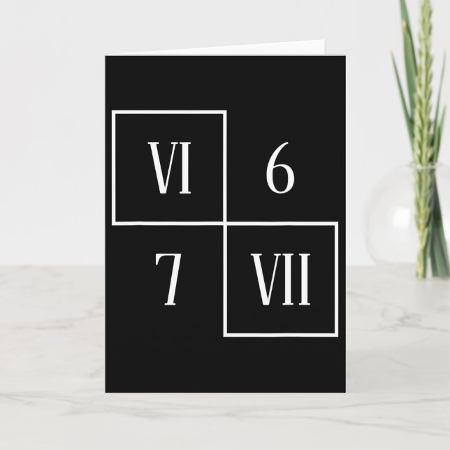 Funny Vi Vii 6 7 Meme Roman Numerals Math Six Seve Card (Front)