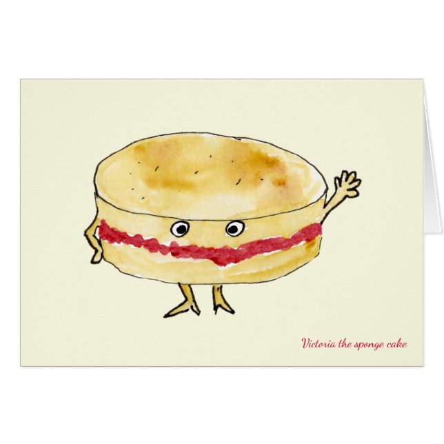Funny Victoria Sponge Cake Quirky Cartoon Humour (Front Horizontal)
