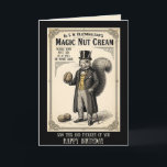 Funny Victorian Advert Birthday Card<br><div class="desc">Funny Victorian-style birthday cards always hit the sweet spot between charm and cheek, and this design delivers that perfect mix of humour, vintage flair and bold innuendo. Featuring a well‑dressed Victorian squirrel proudly clutching an oversized walnut with two smaller walnuts at his feet, it spoofs classic Victorian advertising with a...</div>