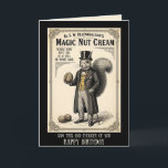 Funny Victorian Advert Birthday Card<br><div class="desc">Funny Victorian-style birthday cards always hit the sweet spot between charm and cheek, and this design delivers that perfect mix of humour, vintage flair and bold innuendo. Featuring a well‑dressed Victorian squirrel proudly clutching an oversized walnut with two smaller walnuts at his feet, it spoofs classic Victorian advertising with a...</div>