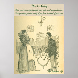 Funny Victorian bicycle scene Poster