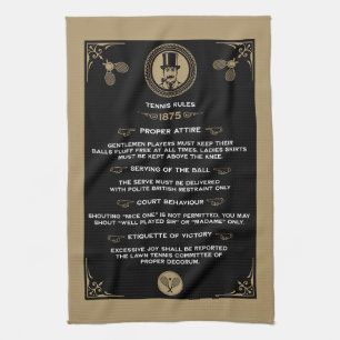 Funny Victorian Tennis Rules Art Kitchen Towel