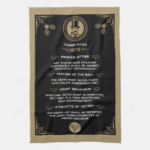 Funny Victorian Tennis Rules Art Kitchen Towel