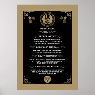 Funny Victorian Tennis Rules Art Poster