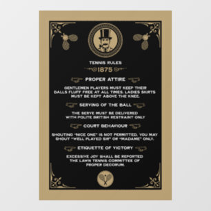 Funny Victorian Tennis Rules Art Wall Decal