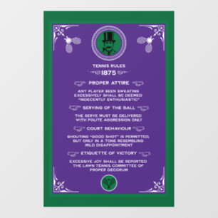 Funny Victorian Tennis Rules Art Wall Decal