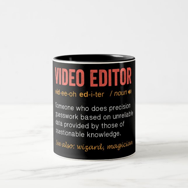 Funny Video Editor Definition Two-Tone Coffee Mug (Center)